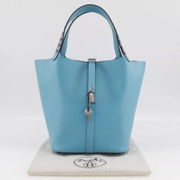 HERMES Picotin LockMM Handbag Tresage light blue Epsom Women - Picture 4 of 9